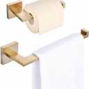 Brushed Gold Toilet Paper Holder Hand Towel Holder, SHUNLI Gold Bathroom Accessories Hardware Set 2 Pieces, Wall Mounted Towel Ring Towel Bar, SUS304 Stainless Steel