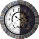 OCEST 18 Inch Large Outdoor Clock Waterproof Thermometer Hygrometer Combo Night Light Illuminated Wall Clocks Battery Operated Silent Non-Ticking Ideal Patio Clock for Garden Pool Porch Yard Garage