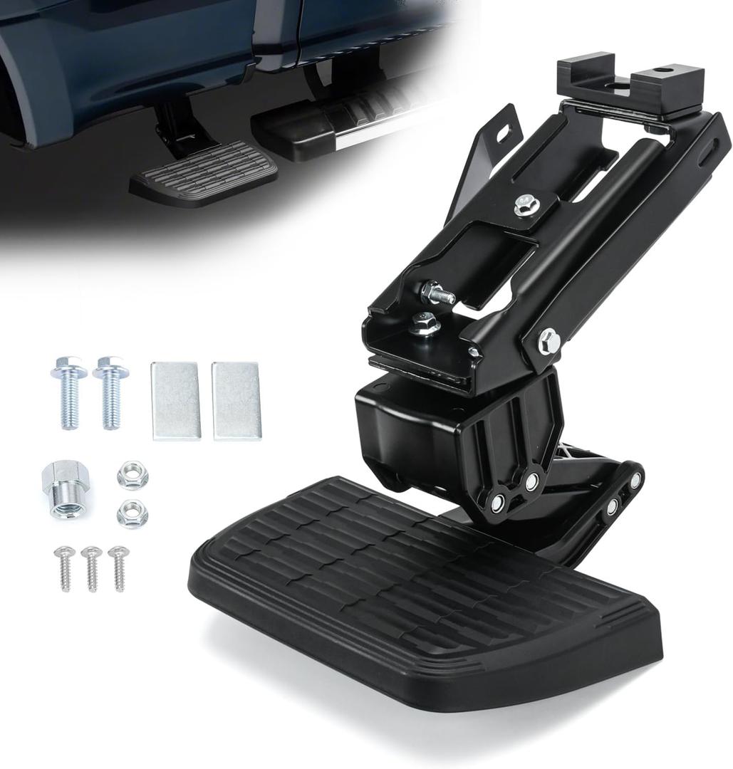 75413-01A Truck Bed Step Retractable Step Side Step Compatible with Ford 2017 2018 2019 2020 2021 2022 F-250 F-350 Super Duty, Folding Truck Step