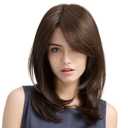 Brown Real Hair Wig for Women, Long Curly Breathable Capless Wigs Human Hair Mixed Synthetic Heat Resistant Tangle Free Natural Look
