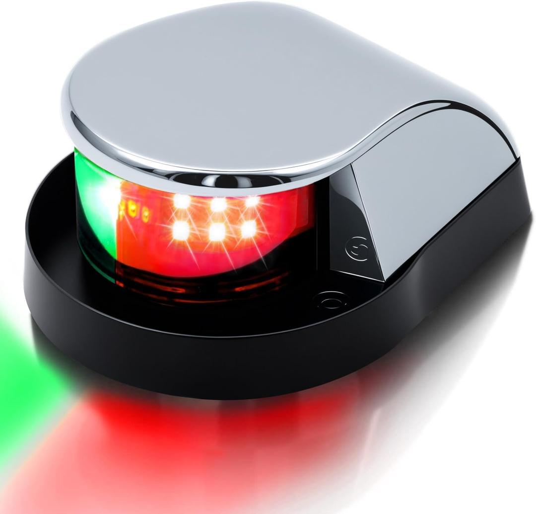 Obcursco Boat Navigation Lights, Red and Green Marine LED Bow Lights, IP67 Waterproof, Rust-Resistant, Ideal for Pontoon, Skiff, Small Boats, and Yacht(Silver)