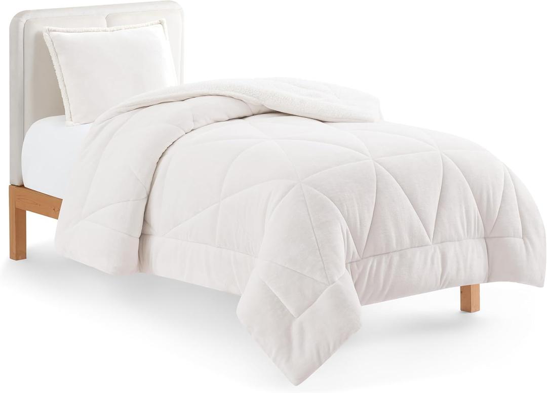 UGG Nita Twin Comforter Set, Fluffy Dorm Bedding, 2-Piece, White (Snow), Twin/Twin XL