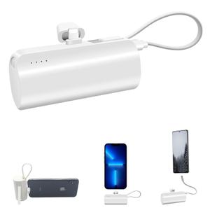 5000mAh Small Portable Charger Compatible with iPhone 14/ 13/ 12/ 11/ XR/ XS/ X/ 8/ 7/ 6, MFi Certified Ultra-Compact 20W PD Fast Charging Power Bank Mini Cute Battery Pack(White)