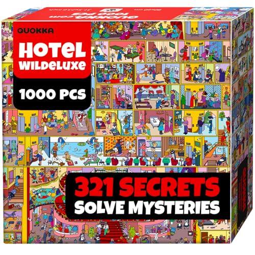 QUOKKA 1000 Piece Puzzle for Adults and Teens – Hotel Wildeluxe Adult Jigsaw Puzzles with Hidden Secrets & Audio Story – Detailed Visual Puzzle Game for Focus & Relaxation with Twist – FSC Certified