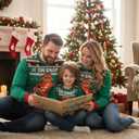 IFFEI Ugly Christmas Sweater for Women Men Kids Cute Family Matching Pullover Knit Jumpers for Holiday Party (Small, Green Gingerbread Man)