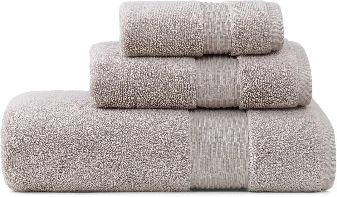 Tommy Bahama - Bath Towels, 100% Soft & Absorbent Cotton with Zero Twist Construction, Medium Weight Bathroom Towels (Long Branch Grey, 3 Piece)