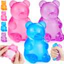 3Pcs Gummy Bear Toys,Stress Bear Squishy Balls,Sugar Filled Squishy Toys,Anxiety Relief & Focus Toy, Anxiety Relief Toys for Office & Party Favors, Christmas Halloween Easter Gifts