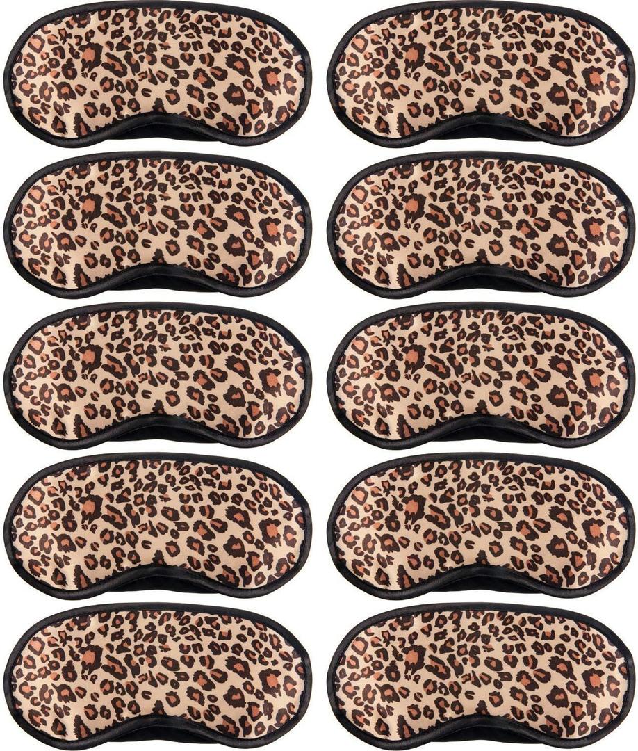 10 Pack Sleep Mask, Leopard Eye Masks Shade Cover for Sleeping, Shift Work, Naps, Travel Pouch Night Blindfold Airplane Relaxing Eyeshade Cover with Nose Pad for Men Women