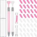 Jutom 2 Pack Diamond Painting Pens with 40 Replacement Wax Pink Wax Diamond Art Accessory with Protective Case Art Pen Tool for Nail DIY Painting Craft Gem(Solid)