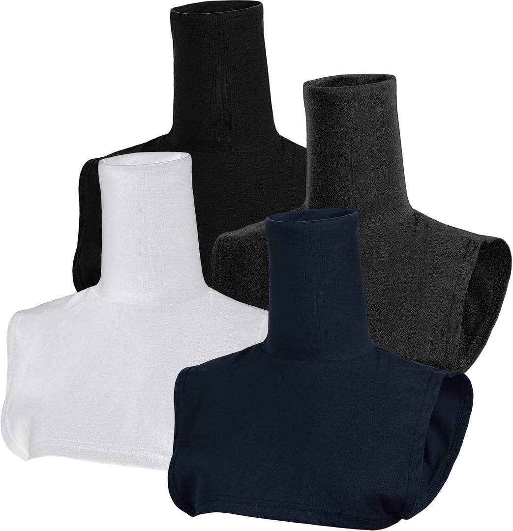 SATINIOR 3 Pcs Fake Turtleneck Dickey Collar for Women Fake Mock Blouse Detachable Faux Turtle Necks for Women Men (Black, White, Dark Gray)