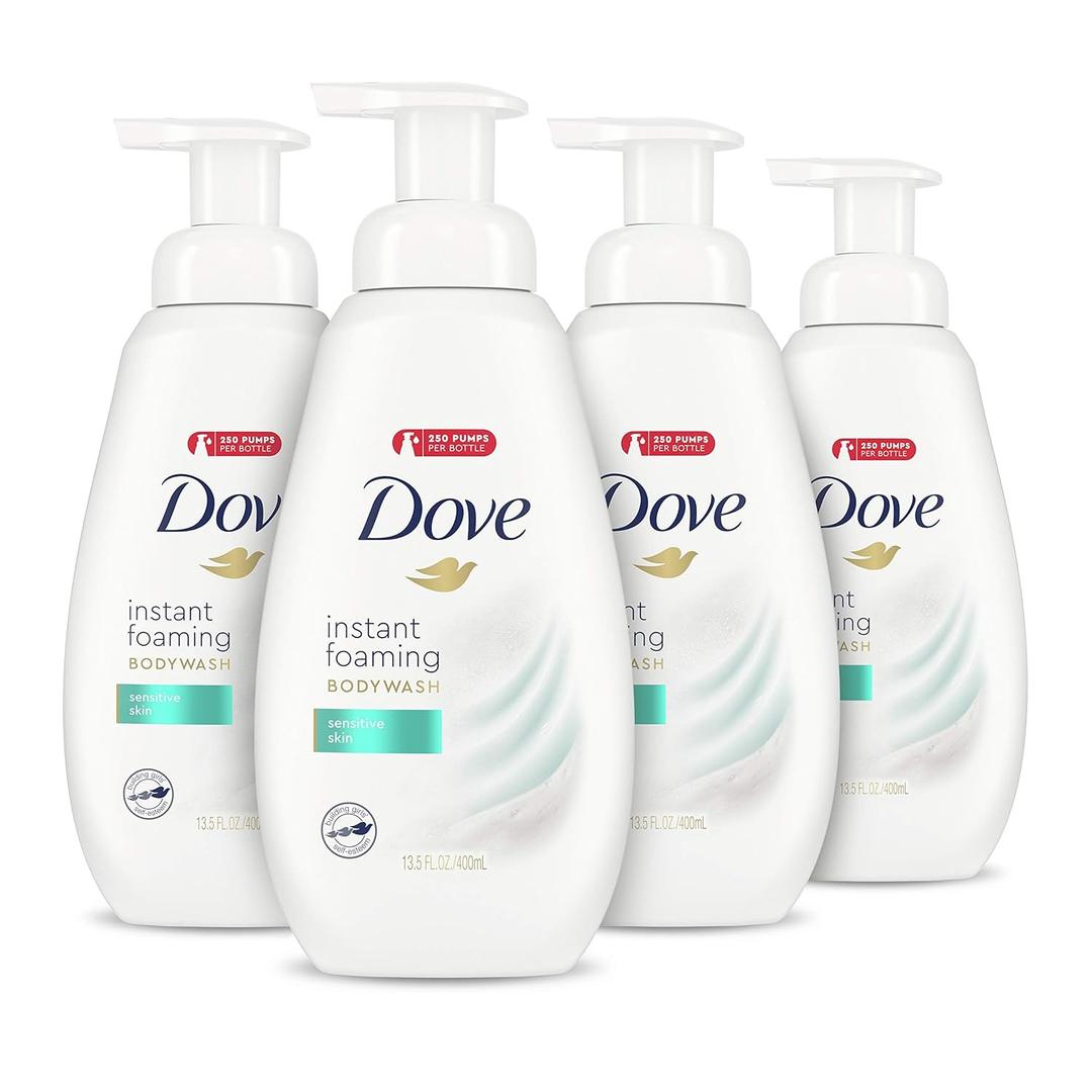 Dove Instant Foaming Body Wash 4 Count for Softer and Smoother Skin Sensitive Skin Effectively Washes Away Bacteria While Nourishing Your Skin 13.5 oz Dove Instant Foaming Body Wash 4 Count for Softer and Smoother Skin Sensitive Skin Effectively Washes Away Bacteria While Nourishing Your Skin 13.5 oz