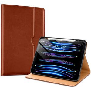 VIKESI Case for iPad Air 13 inch (M3) 2025 / (M2) 2024,Premium Leather Folio,Apple Pencil Holder,Auto Sleep/Wake,Stand Cover - Brown