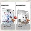 40X30 Inch Silver Metal Framed Bathroom Mirror for Wall,HD Tempered Glass