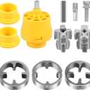 PVC Thread Maker Tool for Electric Drill, PVC Pipe Threader Set with 3 Dies (1/2", 3/4", and 1"), Plastic Pipe Tap Die Set, Reusable PVC Pipe Threading Plumbing Kit for Cutting & PVC Threading