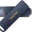 SANDISK 256GB Phone Drive for iPhone - USB-C and Lightning - Compatible with iPhones, iPads, Mac, and USB-C Devices - Made for iPhone Certified - Metallic Blue Finish - SDIXD0N-256G-GN6NE