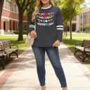 YI XIANG RAN Plus Size 100 Days of School Shirt Women Teacher Shirts 100 Days Gift Tees Casual Long Sleeve Tops (XL)