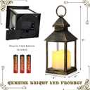 Sumind 8 Pack 9" Decorative Candle Lantern with Flameless Candle Wood Grain Lantern Hanging Vintage Rustic Farmhouse Decor Wedding Decoration Table Centerpiece for Indoor Outdoor Party (Black)