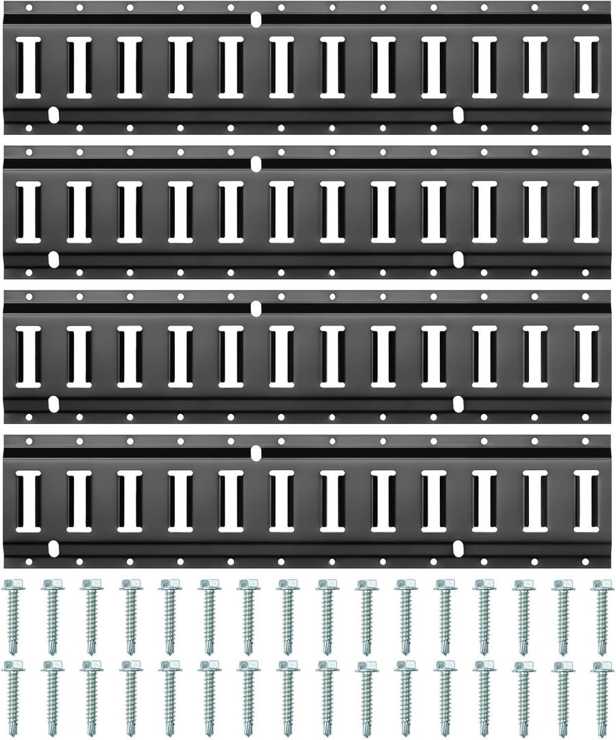 FamilyKit 4 Pack 2' E-Track Rails with Screws, Heavy Duty Steel E Track Tie Downs for Cargo Securement, Heavy Loads Up to 2,000lbs, Ideal for Trucks, Trailers, Vans, Warehouses, Garages (2FT, 4 Pack)