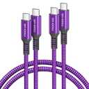 Basesailor iPhone 16 15 Pro Max Charger Cable, USB C to USB C 100W Cable 10ft/2Pack, Fast PD Charging Type C Cord for MacBook Mac, iPad Air 4 5 4th 5th Mini 6 6th Generation, Samsung Note S25 S24 S23 S22 (10FT/3M, Purple)