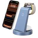 Anlzm 3 in 1 Charging Station for iPhone, Wireless Charger for iPhone 17 16e 16 15 14 13 12 11 X Pro Max & Apple Watch - Charging Stand Dock for AirPods (Blue)
