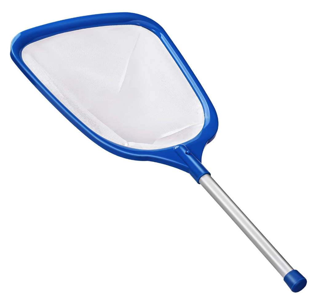 Pool Net, Professional Swimming Pool & Hot Tub Skimmer Net Accessories, Pool Leaf Rake Cleaning Tool with Pole, Fine Nylon Mesh Bag, Easy to Clean Bugs, Leaves,Debris（Blue&White）