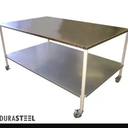 EnduraSteel Stainless Steel Mobile Prep Table with Power-Coated Mild Steel Frame 3.9 ft x6 ft