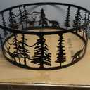 Farmhouse Caged Ceiling Fans with Lights and Remote Control,Rustic Black Chandelier Fan with Bear Deer Design,Flush Mount Low Profile Fandelier for Bedroom,Dining Living Room,Foyer