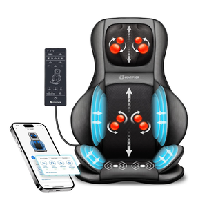 COMFIER Shiatsu Neck Back Massager with Heat,2D/3D Massage Chair Pad with App Control,Deep Tissue Kneading Massage Chair Pad with Compression,Adjustable Back Coverage,Black