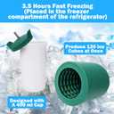 3 in 1 Ice Cube Bottle with Straw, Cylinder Silicone Water Bottle Ice Cube Maker for Freezer with Lid - Easy Release Ice Cube Tray Molds, Leakproof No Spill Design - Reusable (Green)