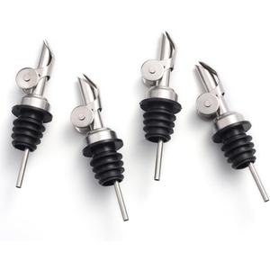 Molimoli Liquor Pour Spout Made of Stainless Steel with Automatic Anti-Oxidation Mechanism, Bottle Pourers for Alcohol, Olive Oil Dispenser Spout, Wine Pourer Spout, Oil Bottle Spout, Silver 4-Pack
