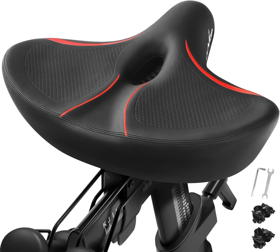 Oversized Bike Seat Compatible with Peloton, Comfort Bicycle Seat Replacement for Men & Women, Extra Wide Bike Saddle Compatible with Peloton, Echelon, Exercise, Electric, Cruiser Bikes