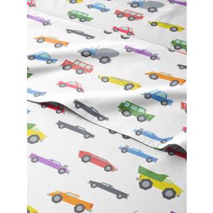 Kids Full Size Car Bed Sheets - 4 Piece Cars Sheet Set - Cartoon Truck Bedding - Ultra-Soft, Cute & Cozy - Comfy, Breathable & Machine Washable - Transport Bed Set for Boys, Girls, Teens and Toddlers