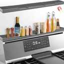 30 Inch Magnetic Stove Top Shelf | 3-Zone Kitchen Organizer with Anti-Slip & Anti-Fall Design | Heat Resistant (-40F to 446F) Food-Grade Silicone Spice Rack for Flat-Top Stoves, Grey 