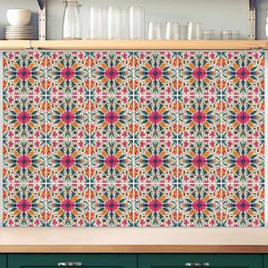 Faccito 24 Pcs Vintage Tile Stickers 4x4 Inch Watercolor Vintage Pink Flower Peel Stick Rustic Removable Self Adhesive PVC Waterproof Tile Stickers Cottage Core Decor for Kitchen Bathroom Backsplash