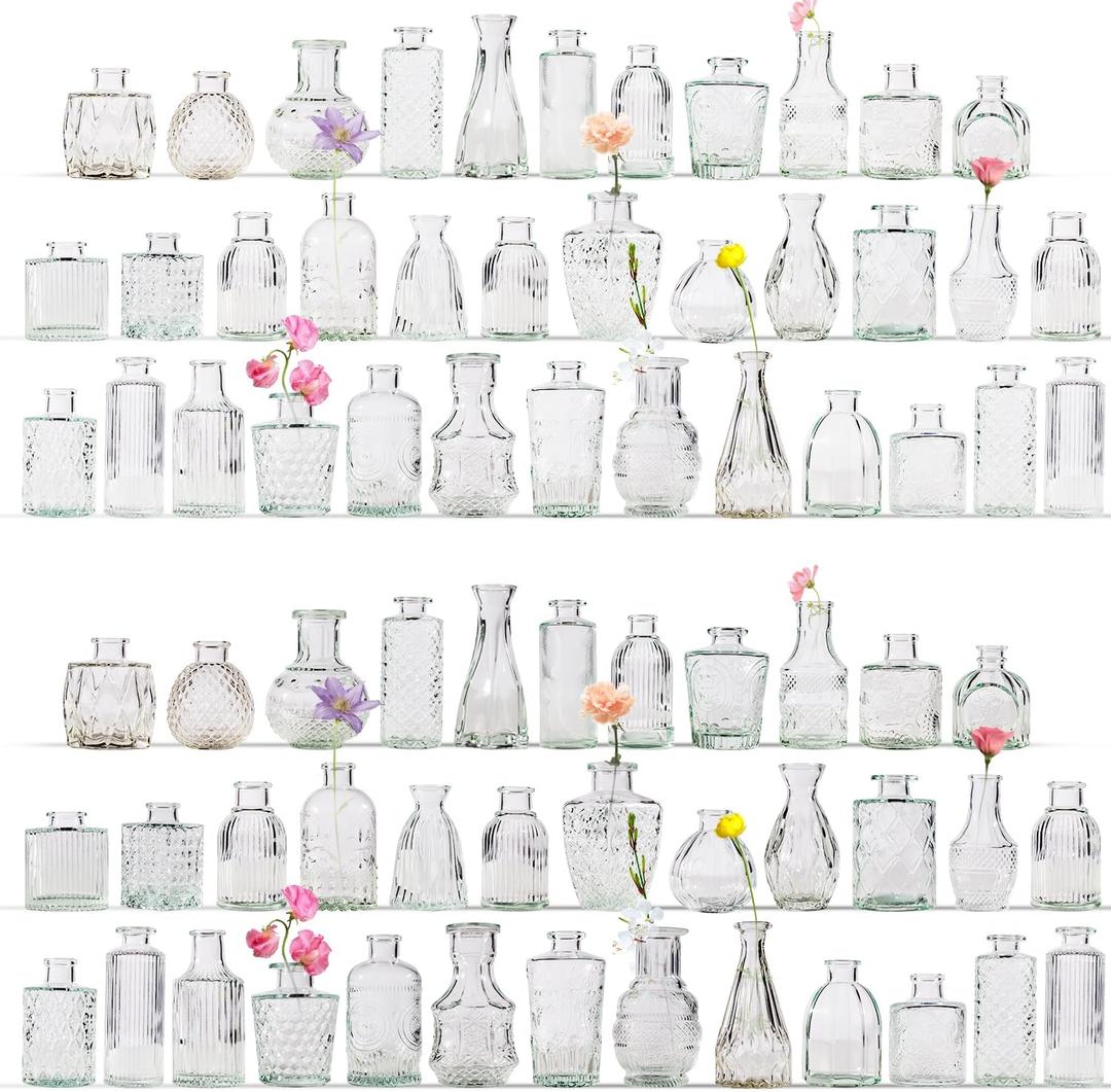 72 Pcs Bud Vase Set, Vases for Centerpieces, Cute Glass Bud Vases in Bulk, Small Vases for Flowers, Clear Vase Set for Wedding Decorations, Home Table Flower Dcor