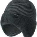Fashion Knit Beanies Hats, Men Women Warm Beanie for Winter, Fleece Lined Beanie, Thermal Thick Snow Skull Cap (Gray)