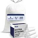 Plasticplace 8 Gallon Trash Bags White Drawstring Garbage Can Liners  200 Count  LeakResistant and TearProof for Kitchen, Bathroom, Office, and Small Trash Cans 0.7 Mil
