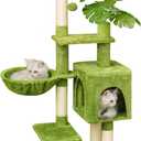 Green Tall Cat Tree 47-Inch for Kittens Under 6 Months 9lbs, Cat Tower for Small Cats - Scratching Post, Plush Hammock, Double Condos & Dangling Toys