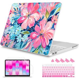 Mektron Case for 2026 MacBook Neo 13-inch A18 Pro chip A3404 Laptop Cover with 13-inch (Diagonal) Liquid Retina Display+ Keyboard Cover+ Screen Protector, Hand-Painted Flowers