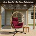 Outdoor Egg Chair Cushion with 8 Securing Straps, Water-Repellent & Fade-Resistant, Removable Cover, Replacement Cushion for Most Single Hanging Swing Egg Chairs – Burgundy