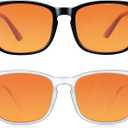 2 Packs Professional Sleep Glasses with 98.7% Blue Light Blocking Dual AR Coatings Amber Lens, Computer Gaming Glasses for Men Women, Anti Fatigue & Eye Strain