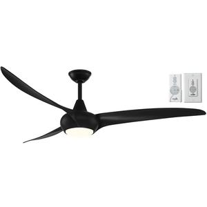 MINKA-AIRE F848-CL Light Wave 65" Ceiling Fan, Black Finish with Remote and Additional Wall Control