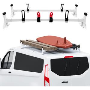 Ladder Roof Rack Fit for Ford 2015-2025 Transit 150 250 350 Heavy Duty Ladder Roof Rack for Cargo Van, 500lbs Load Capacity (2 Crossbars)