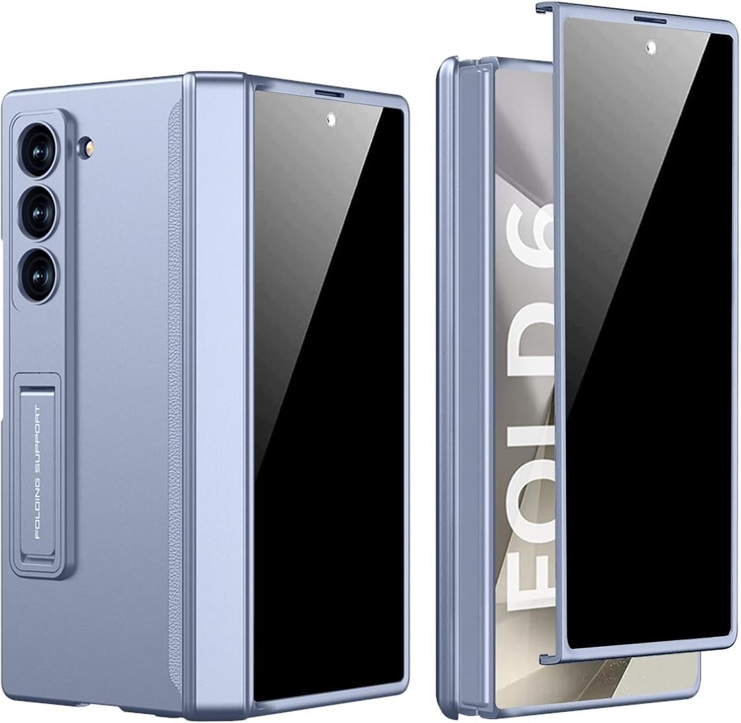PUROOM for Samsung Galaxy Z Fold 6 Case with Privacy Screen Protector Magnetic Hinge Coverage Protective All-Inclusive Kickstand Shockproof Case (Blue)