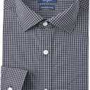 Year In Year Out Wrinkle Free Dress Shirt for Men Regular Fit Long Sleeve Wrinkle Resistant Shirt(Black White 166,XXL)