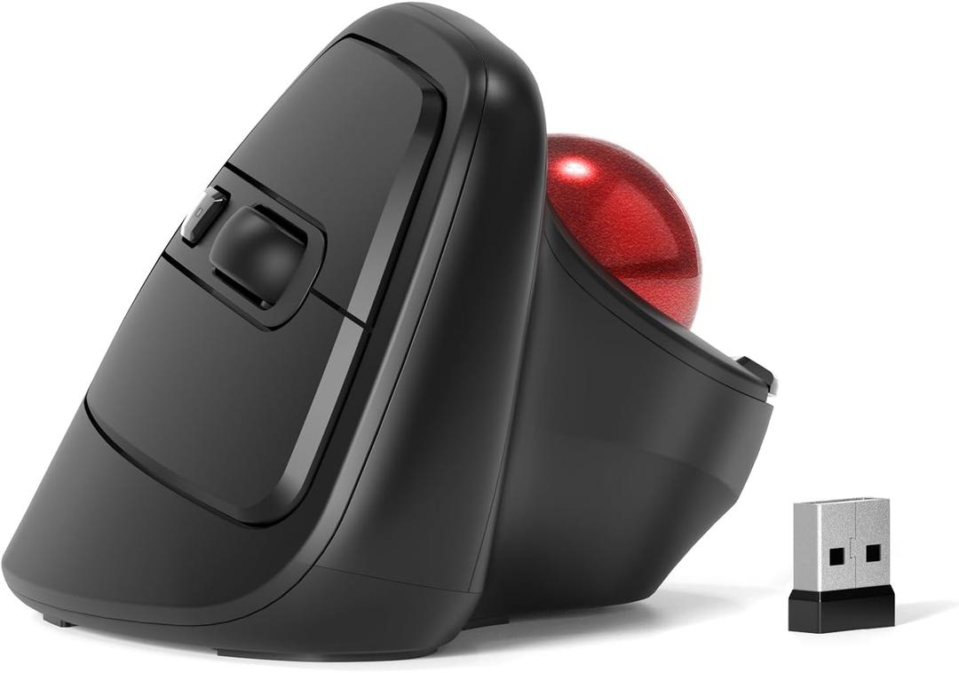 MicroPack Ergonomic Wireless Mouse with Trackball and 5 Adjustable DPI, Easy Thumb Control, Precise & Smooth Tracking. Update Bluetooth Medium-Sized Right Hand Mouse for Laptop, PC, Mac, Windows (Matte Black)