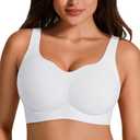 White Bralette Wireless Jelly Bra Seamless Push Up Full Coverage Bras for Older Women No Underwire, No Size