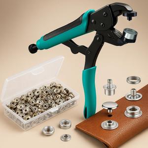 Heavy Duty Snap Fastener Kit  210PCS Marine Grade Stainless Steel Snap Tool Set for Canvas, Boat Covers, Awnings, Fabric, Tents  Rustproof, Easy Installation, All-in-One Fastener Repair Kit-Green