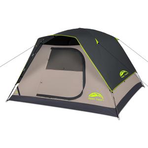 Happy Travel Camping Tent, 4 Person Dome Tents for Camping with Rainfly, Waterproof Clip Easy Setup Portable Family Tent with Mesh Windows, 20% More Headroom Backpacking Tents for Camping & Hiking (Black)