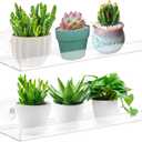 2-Pack 15 Inch Acrylic Window Boxes Plant Shelves, with Suction Cup Window Sill Extender, for Indoor/Outdoor Succulents, Micro Greens, Seed Starter Pots, Herb Planters